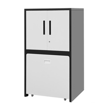 Fashion appearance white and gray metal filing storage cabinet with Folding bed